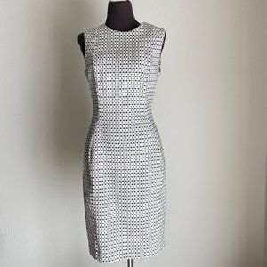 Calvin Klein sz 8 sleeveless crew neck geo work office sheath dress